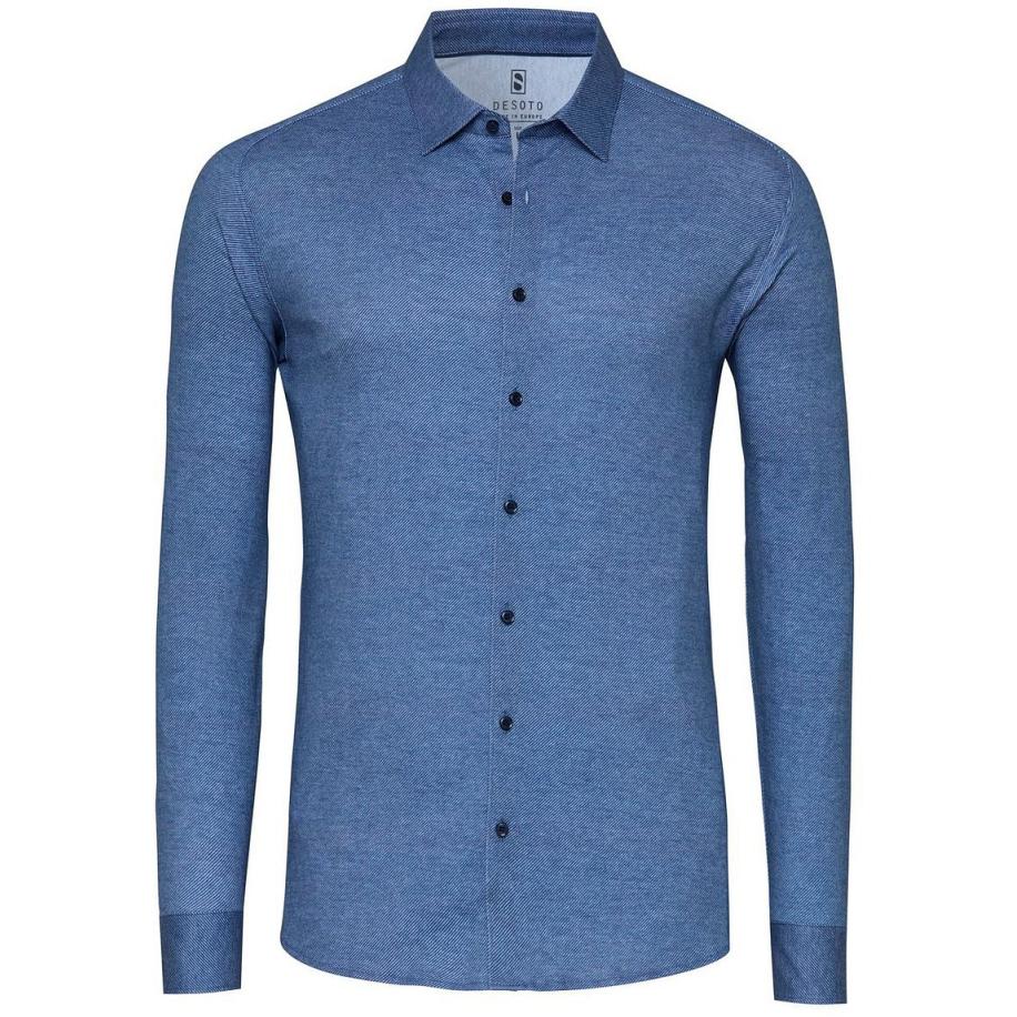 Desoto Overhemd Twill Optics Blauw Blauw