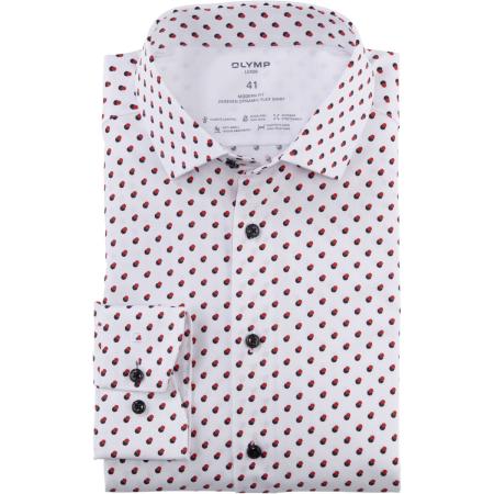OLYMP Luxor 24/Seven Dynamic Flex Overhemd rood/wit, Motief