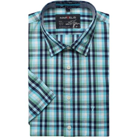 Marvelis Casual Overhemd Korte mouw turquoise