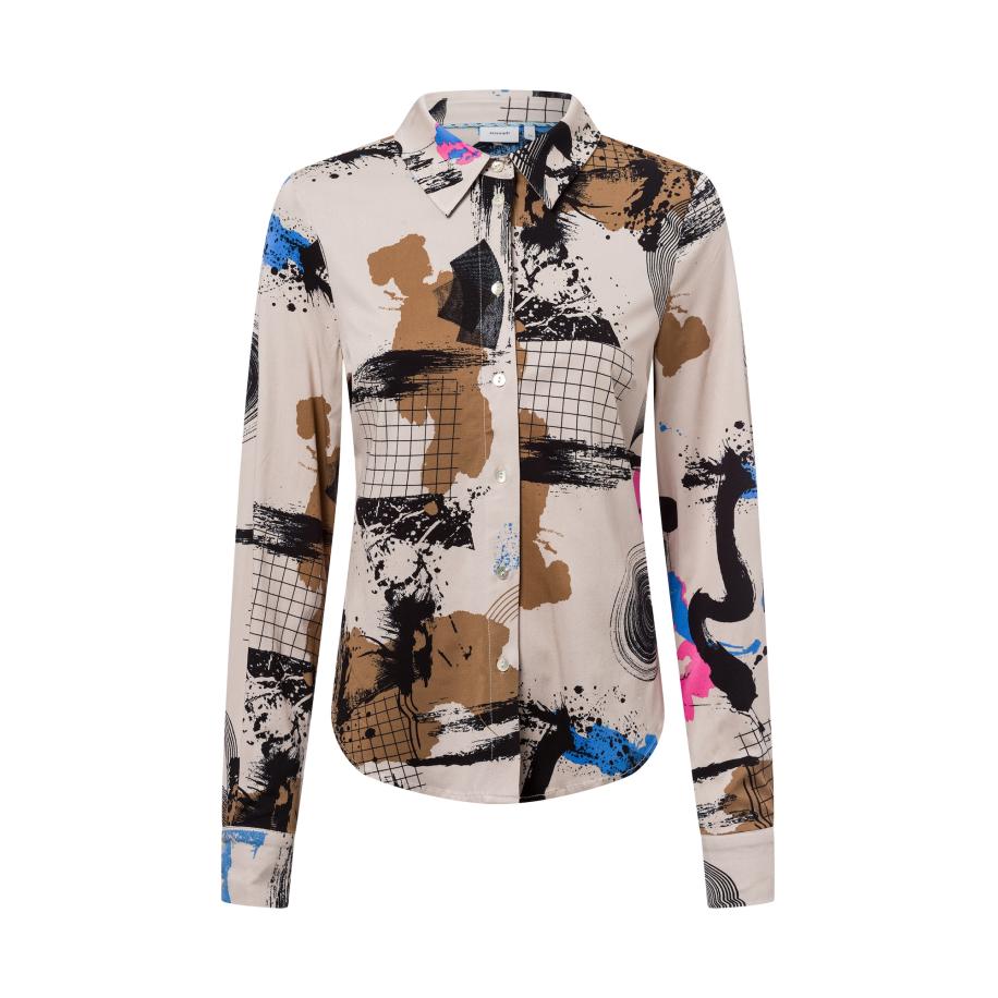 Nümph NÜMPH Blouse beige / blauw / lichtbruin / zwart -