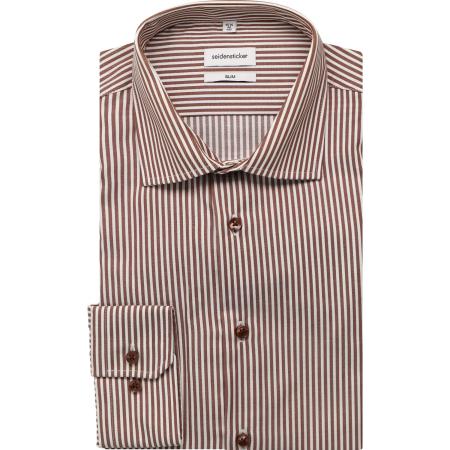 Seidensticker Overhemd bruin, Gestreept