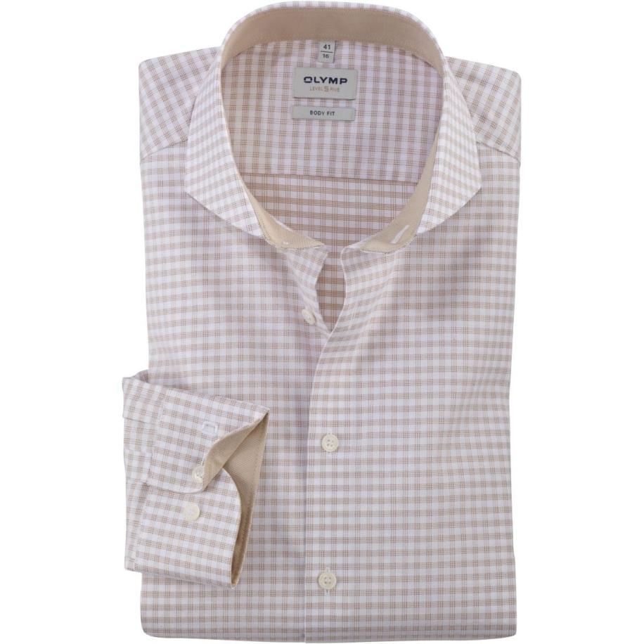 OLYMP Level Five Overhemd natuurlijk, Ruit Bruin