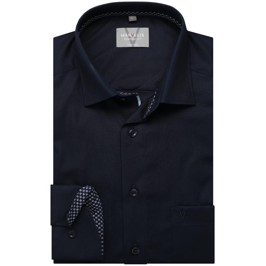 Marvelis Overhemd marine, Effen Blauw