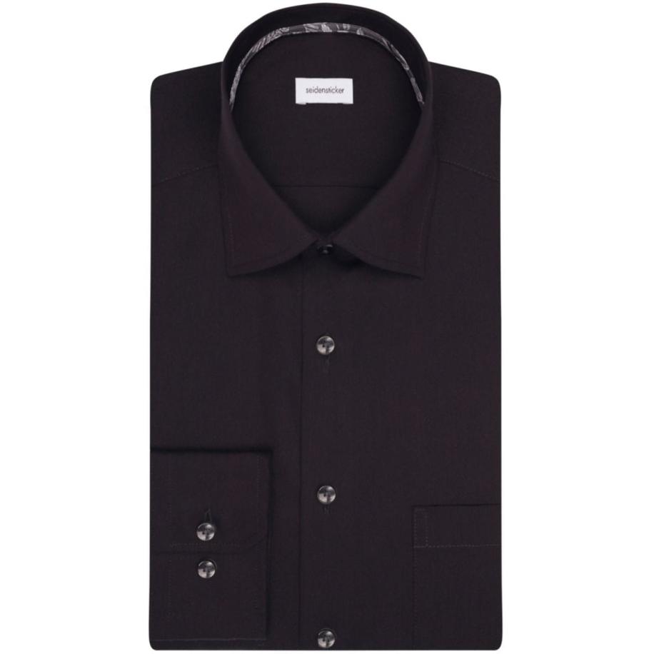 Seidensticker Overhemd zwart, Effen Zwart
