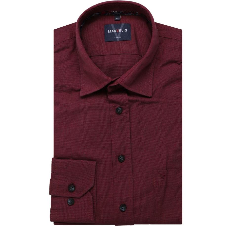 Marvelis Casual Overhemd rood, Effen Rood
