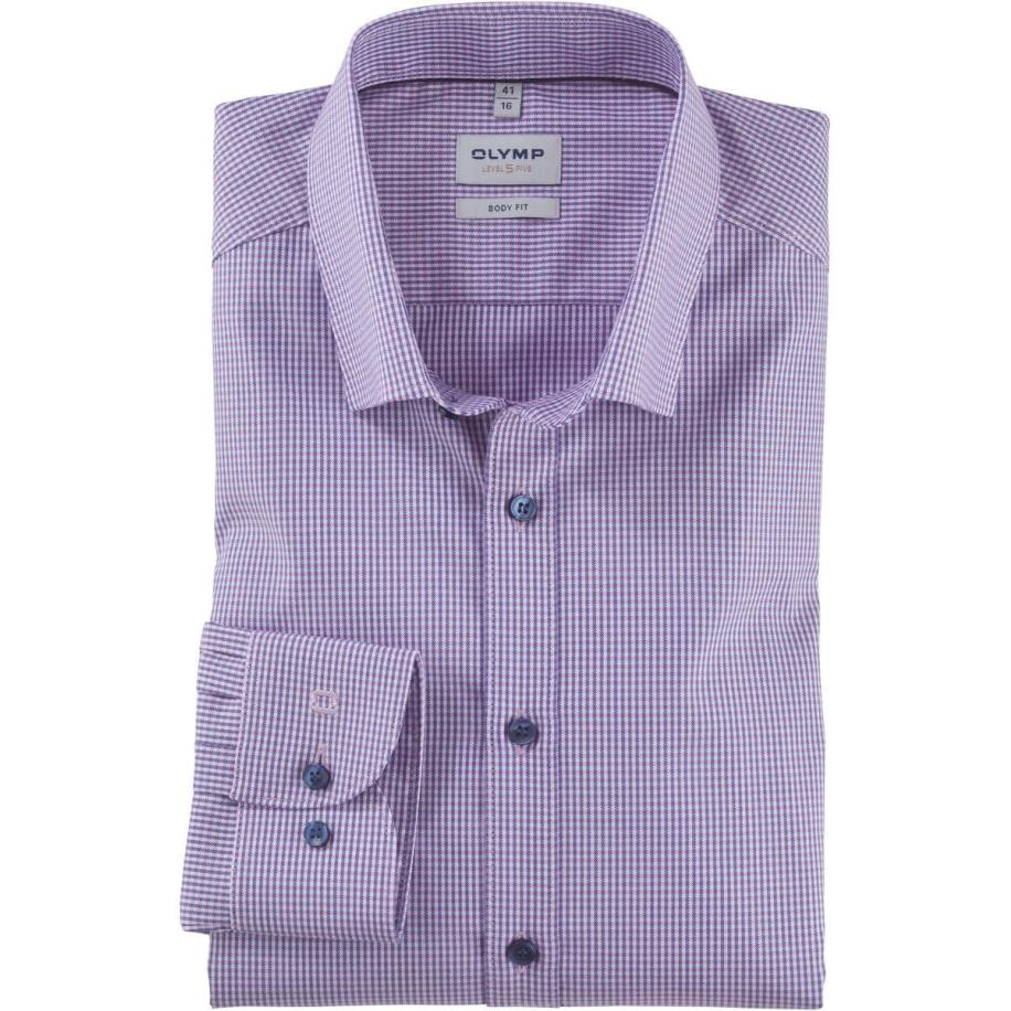 OLYMP Level Five Overhemd blauw/roze, Ruit Multicolor