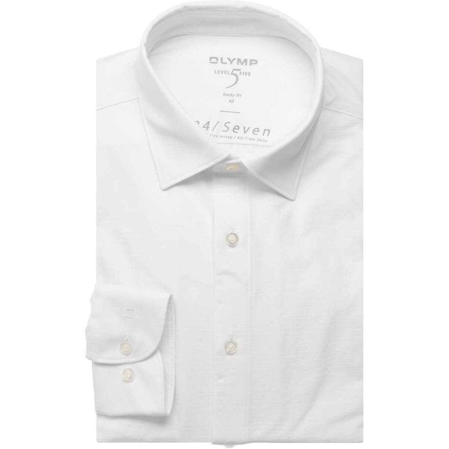 OLYMP Level Five 24/Seven Jersey shirt wit, Effen Wit