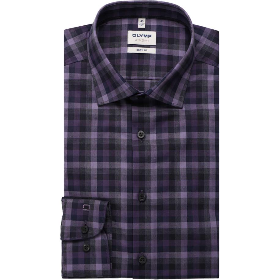 OLYMP Level Five Overhemd paars, Ruit Paars