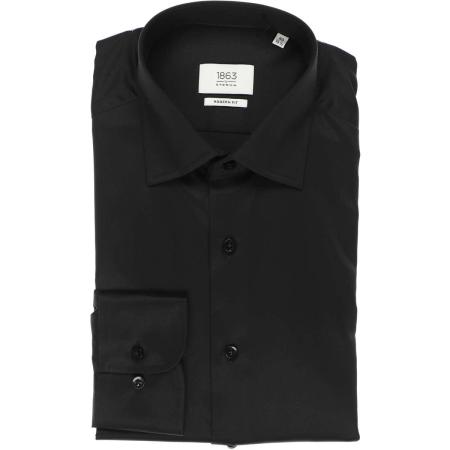 ETERNA 1863 Overhemd zwart, Effen
