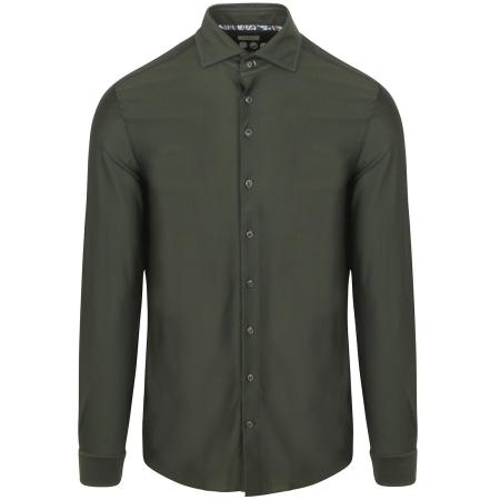 R2 Overhemd Dobby Knitted Donkergroen