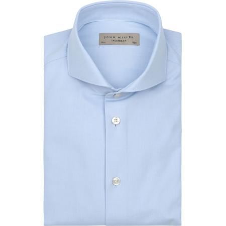 John Miller Overhemd Twill Lichtblauw
