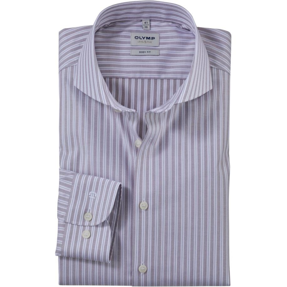 OLYMP Level Five Overhemd bruin, Gestreept Bruin