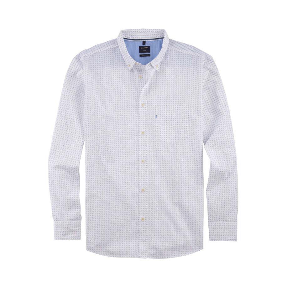 OLYMP Casual Overhemd wit, Bedrukt Wit