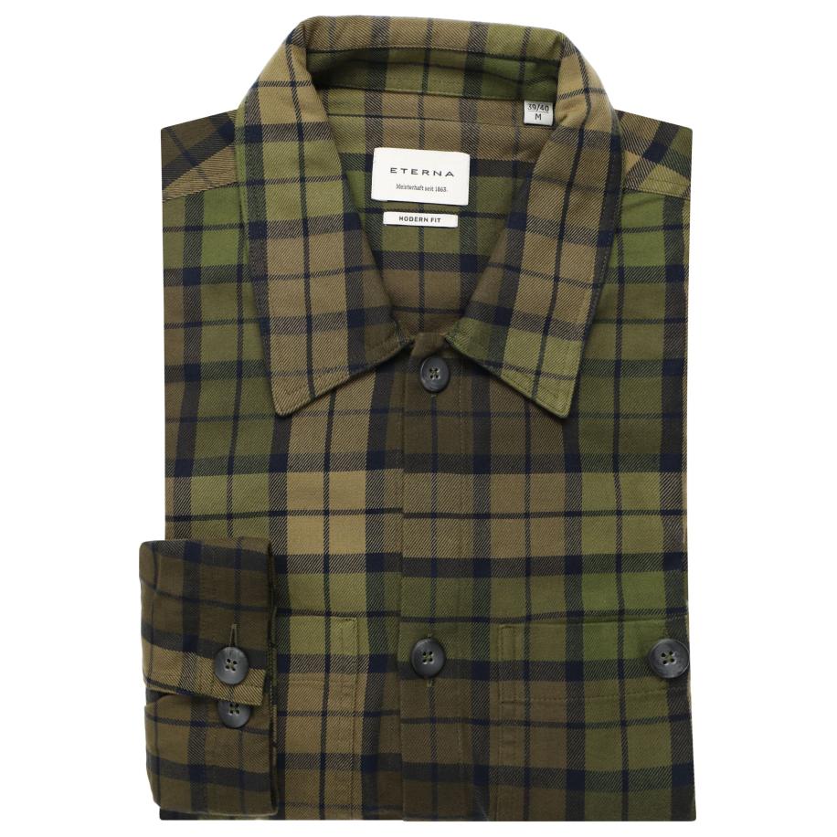 ETERNA Flanellen Overhemd groen, Ruit Groen
