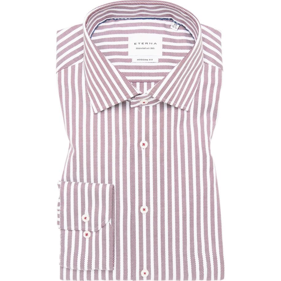 ETERNA Overhemd chianti, Gestreept Rood