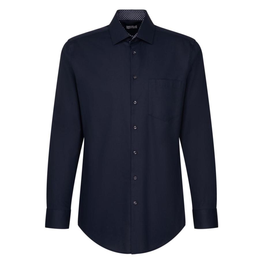 Seidensticker Overhemd donkerblauw, Effen Blauw