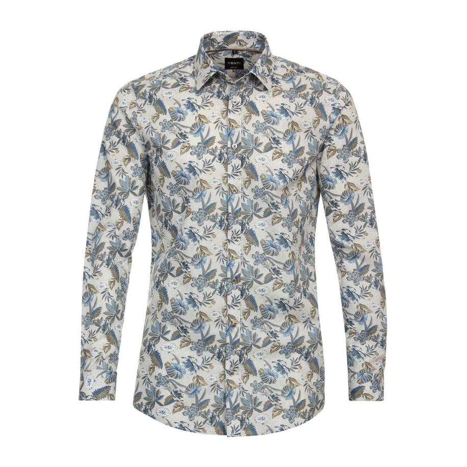 Venti Overhemd bruin, Print Bruin