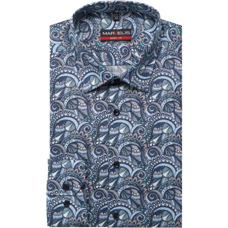 Marvelis Overhemd blauw/bruin, Motief