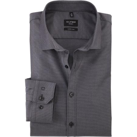 OLYMP No. Six Overhemd zilvergrijs, Faux-uni