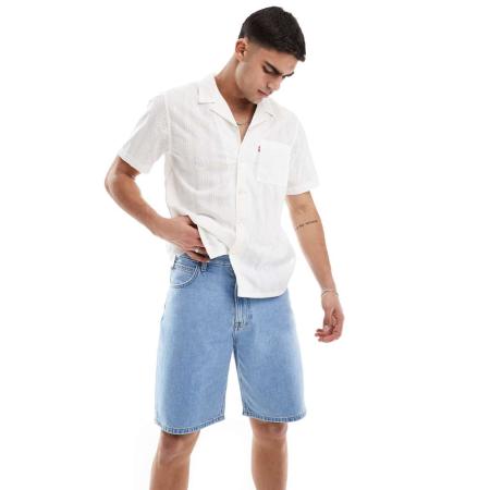 Levi's - Standard Camp - Gestreept katoenen overhemd van gaas met korte mouwen en reverskraag in wit