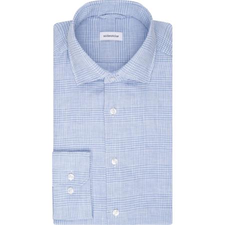 Seidensticker Linnen Overhemd lichtblauw, Ruit