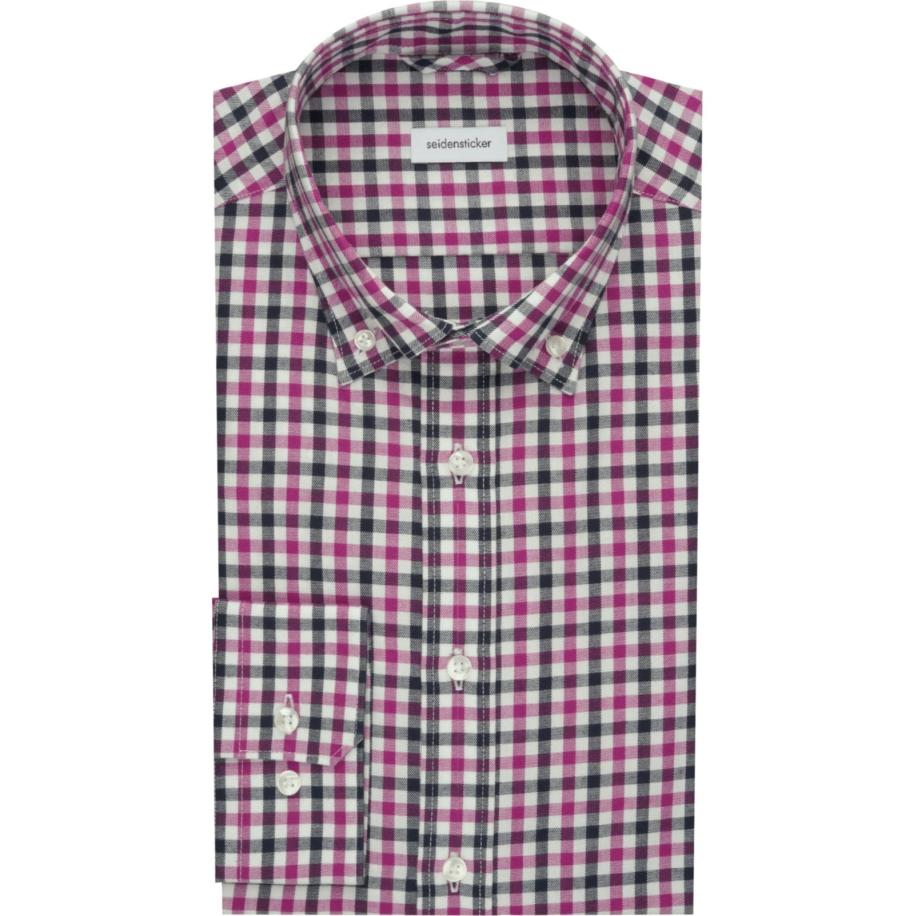 Seidensticker Flanellen Overhemd paars, Ruit Paars