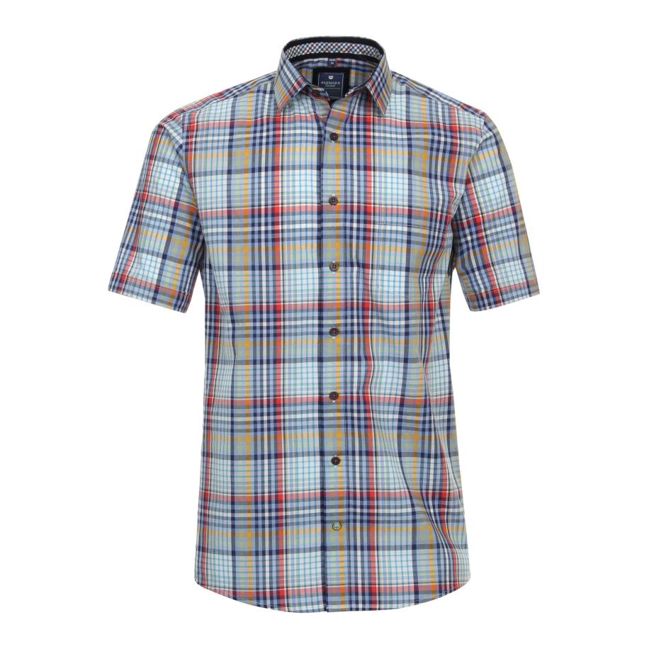 Redmond Casual Overhemd Korte mouw blauw Blauw