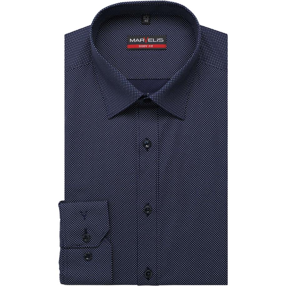 Marvelis Overhemd nachtblauw, Bedrukt Blauw