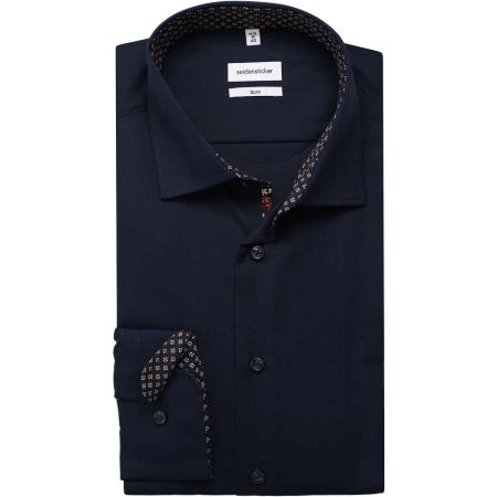 Seidensticker Overhemd donkerblauw, Effen