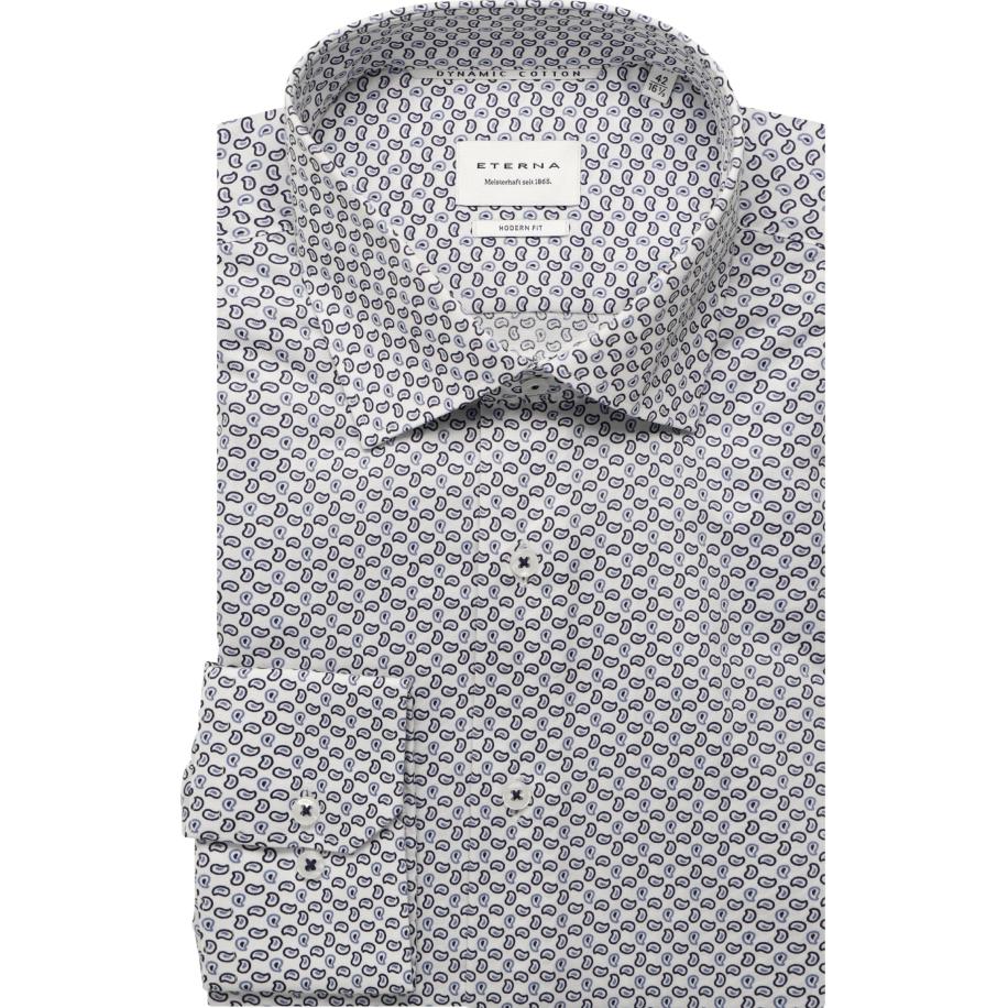ETERNA Overhemd middenblauw, Bedrukt Blauw