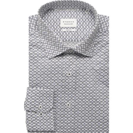 ETERNA Overhemd middenblauw, Bedrukt