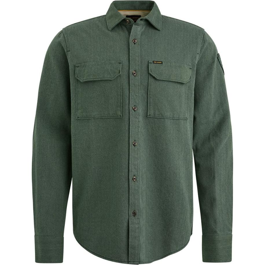 PME Legend Overhemd Flanel Herringbone Groen Groen