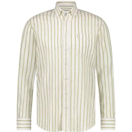 State Of Art Overhemd Linnen Streep Groen