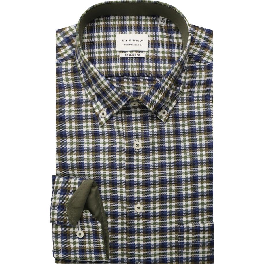 ETERNA Overhemd donkergroen, Ruit Groen