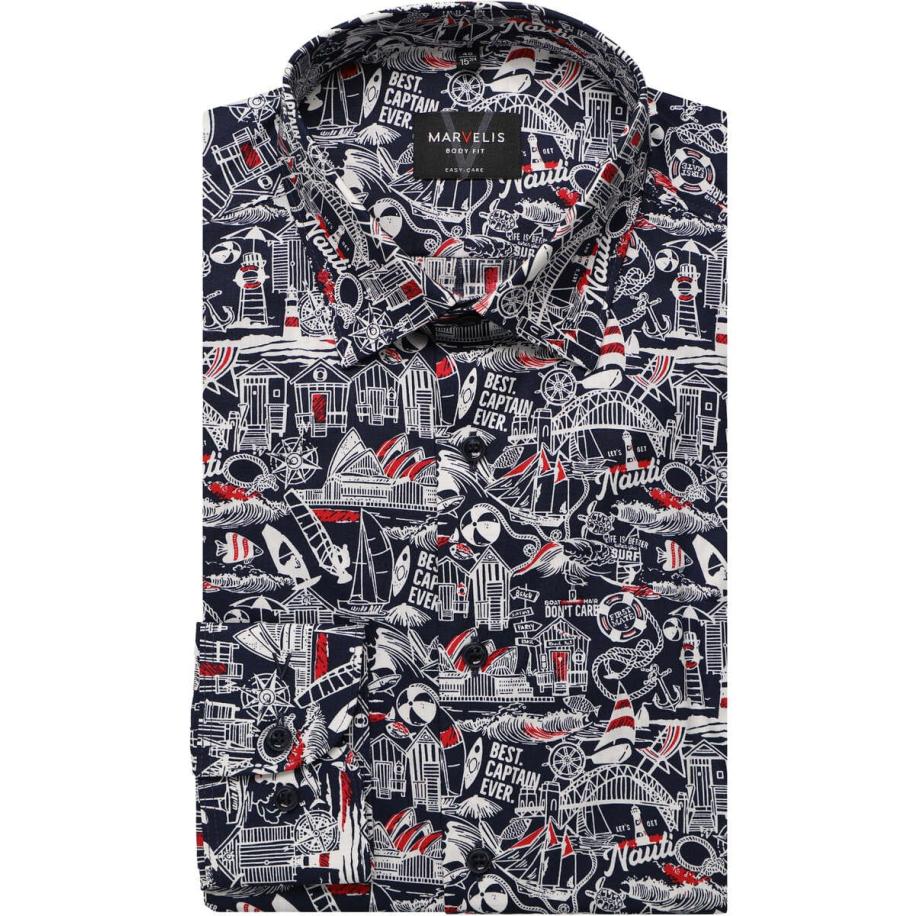 Marvelis Overhemd rood, Bedrukt Rood