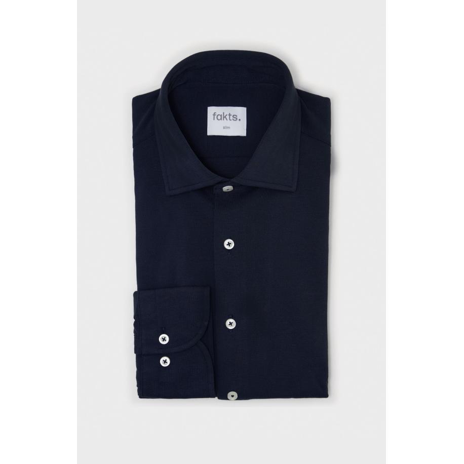 fakts Leisure Jersey shirt donkerblauw, Effen Blauw
