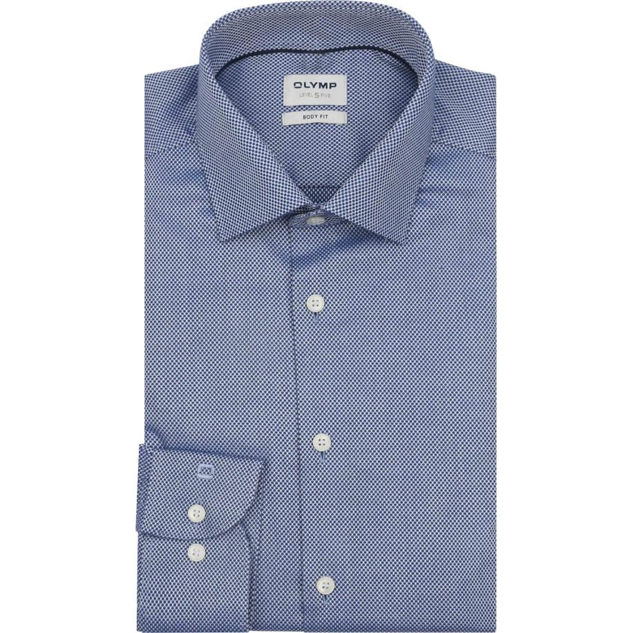 OLYMP Level 5 Dobby Overhemd Royal Blauw