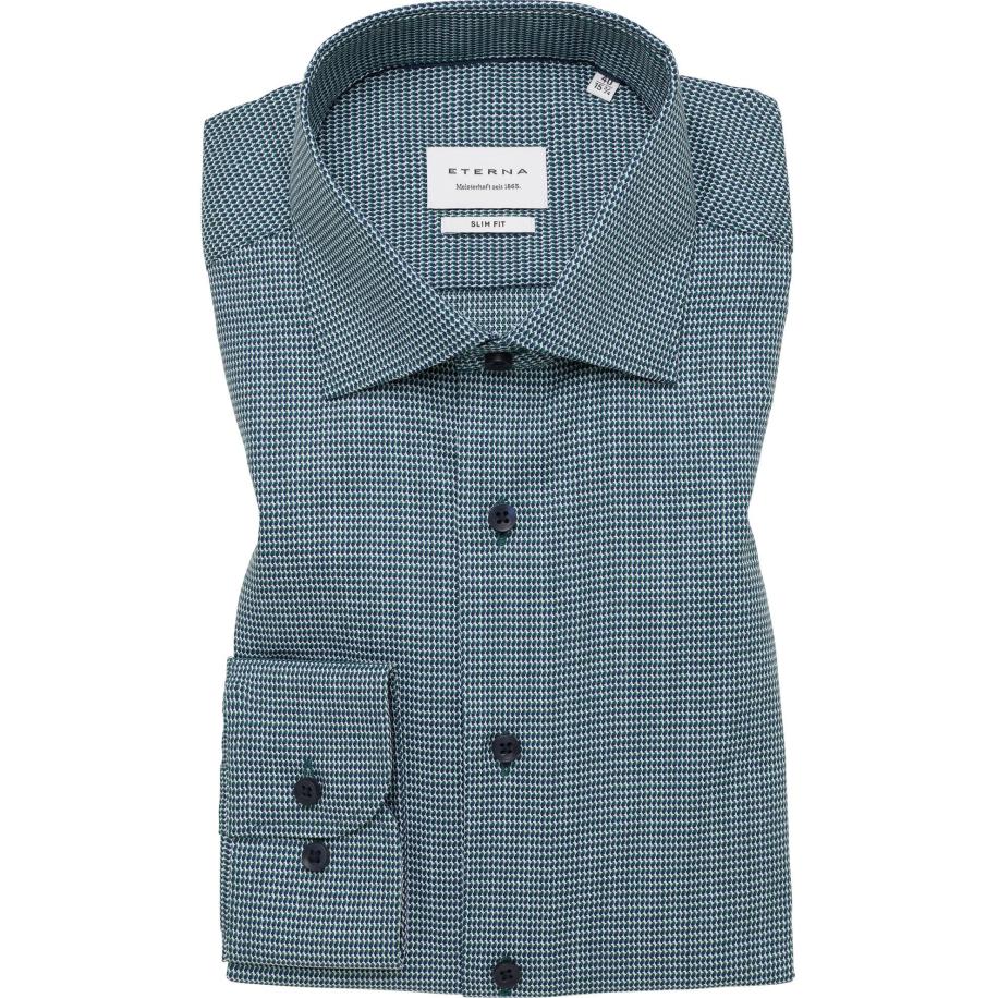 ETERNA Overhemd donkergroen, Gestructureerd Groen