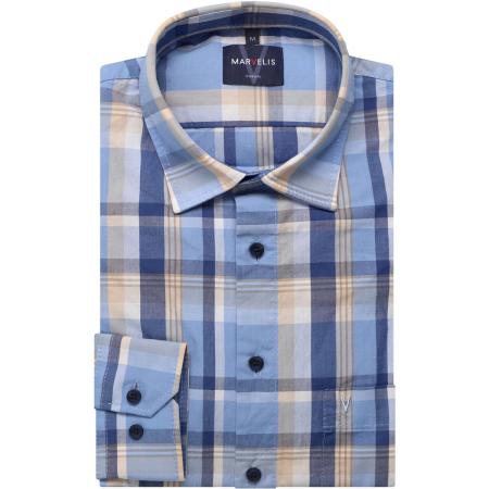 Marvelis Casual Overhemd blauw, Ruit