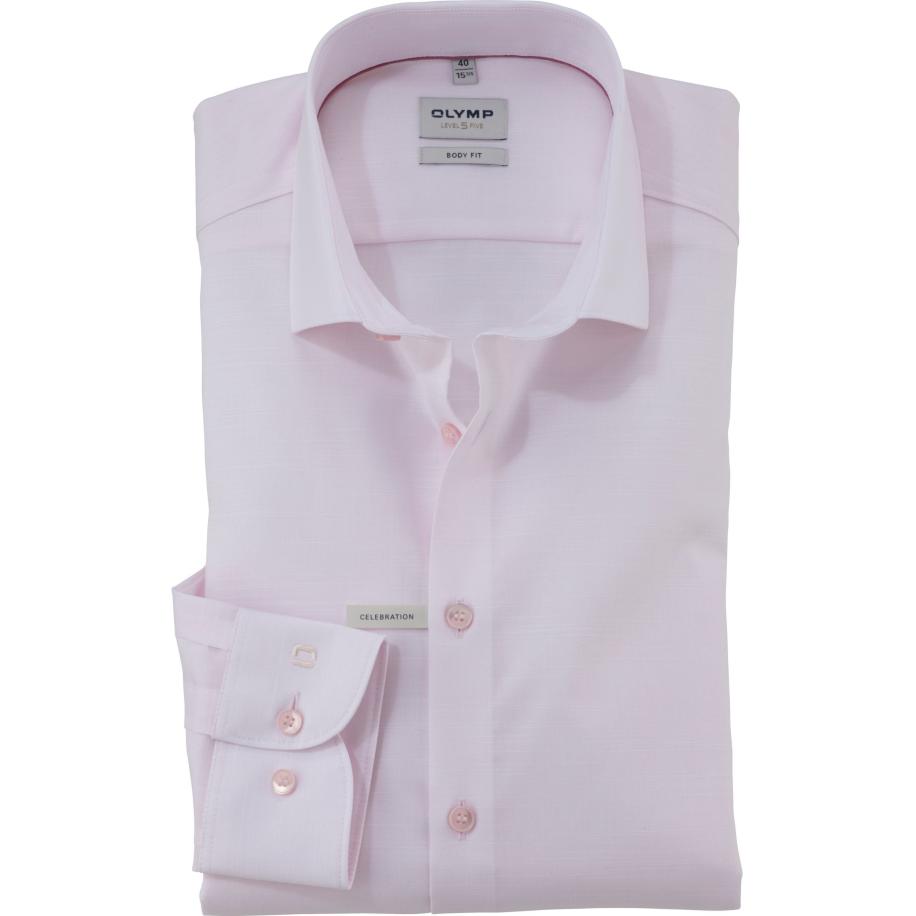 OLYMP Level Five Overhemd roos, Faux-uni Rood
