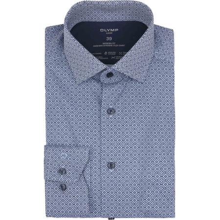 OLYMP Luxor Overhemd 24/Seven Print Blauw