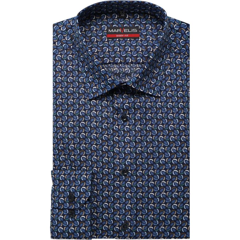 Marvelis Overhemd blauw/bruin, Motief Blauw