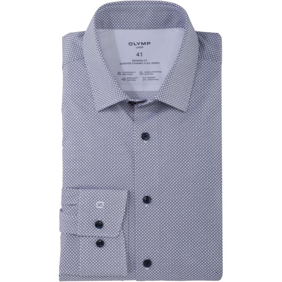OLYMP Luxor 24/Seven Jersey shirt wit, Motief Wit