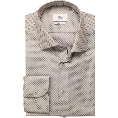 ETERNA 1863 Overhemd bruin, Gestructureerd