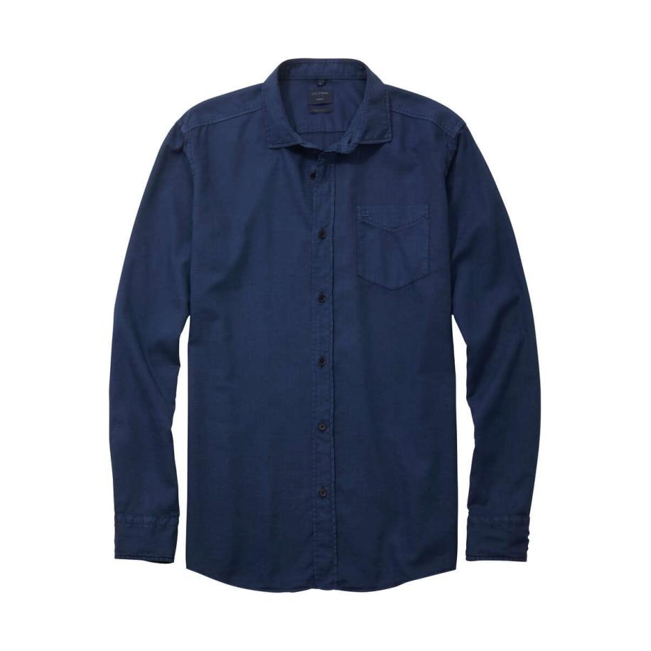 OLYMP Casual Overhemd nachtblauw, Effen Blauw
