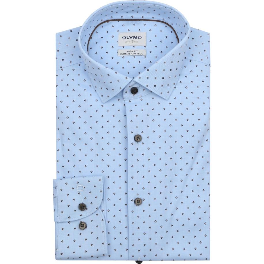 OLYMP Overhemd Level 5 Print Lichtblauw Blauw