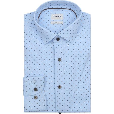OLYMP Overhemd Level 5 Print Lichtblauw