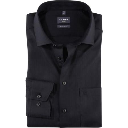 OLYMP Luxor Overhemd zwart, Gestreept