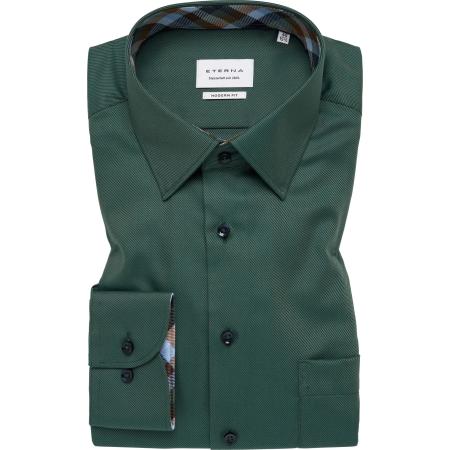 ETERNA Overhemd donkergroen, Effen
