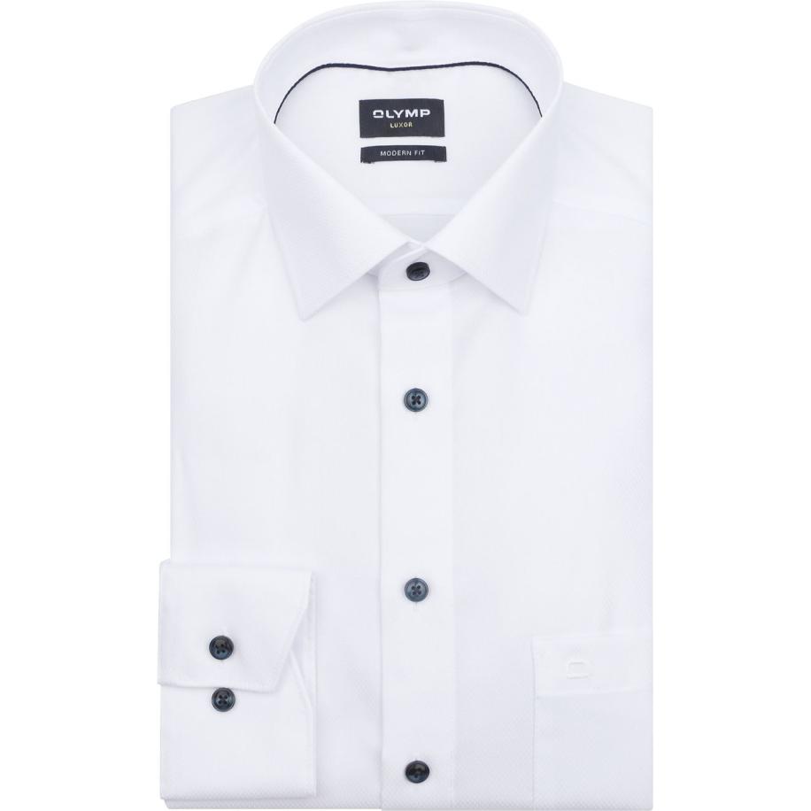 Olymp Luxor Overhemd Diamond Twill Wit Wit